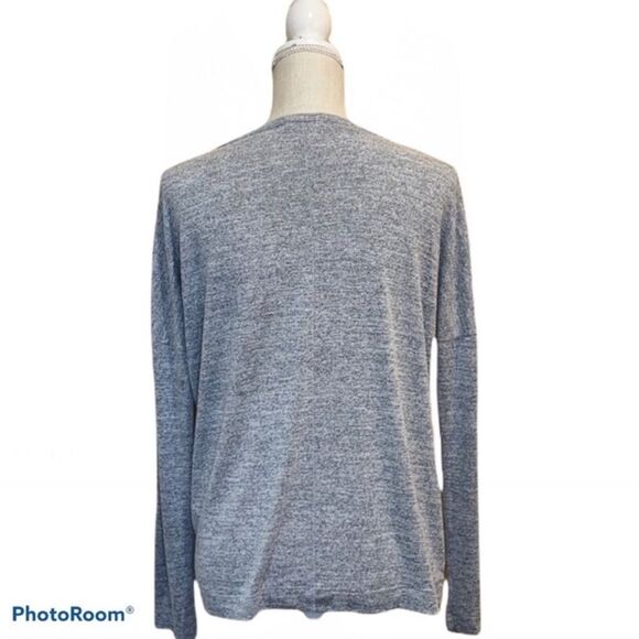 Rag & Bone heathered gray long sleeve v-neck lightweight top basic minimalist - Picture 2 of 5